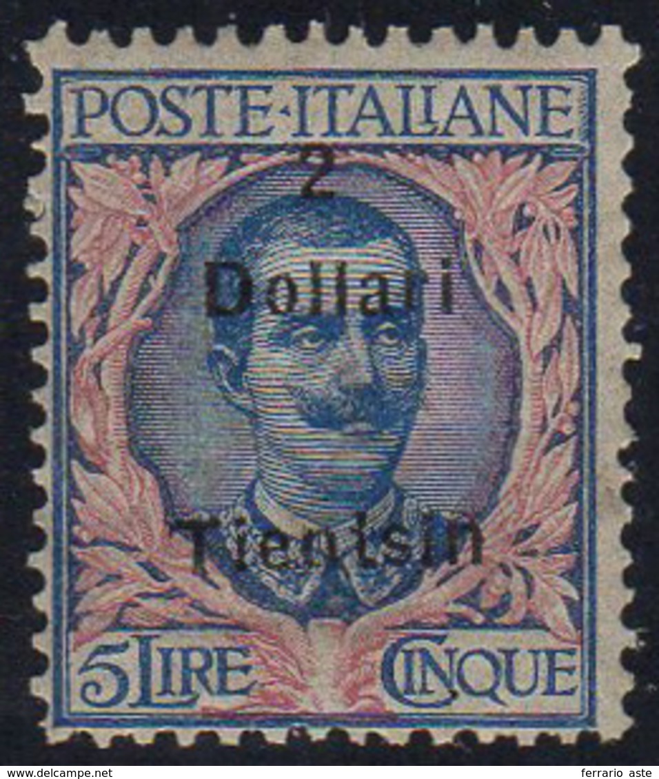 TIENTSIN 1921 - 2 D. Su 5 Lire, Soprastampa A Mano (25), Gomma Integra, Perfetto. Bello E Molto Raro... - Other & Unclassified