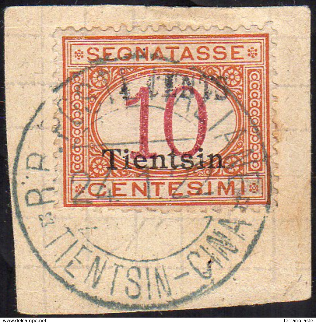 TIENTSIN SEGNATASSE 1918 - 4 Cents. Su 10 Cent. Arancio E Carminio, Soprastampato, Con Soprastampa "... - Other & Unclassified