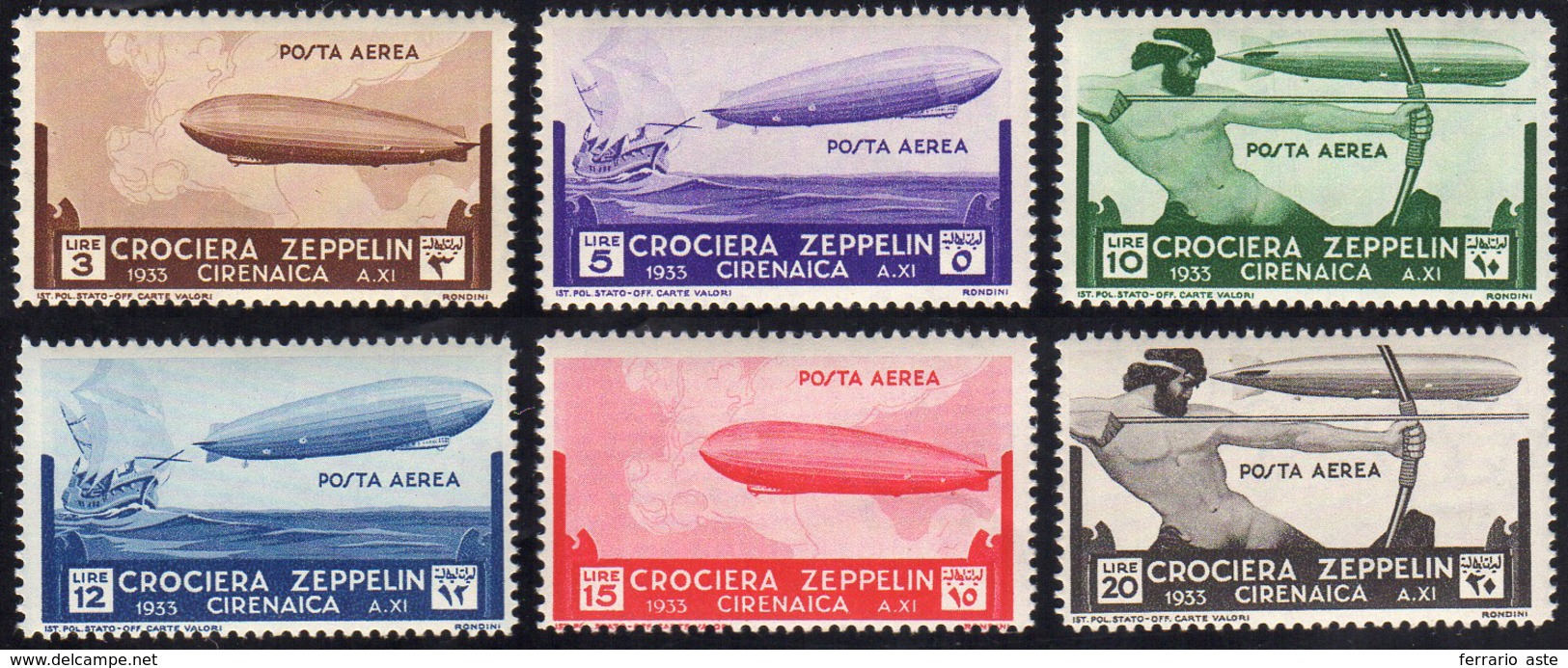 POSTA AEREA 1933 - Zeppelin (12/17), Gomma Integra, Perfetti.... - Cirenaica