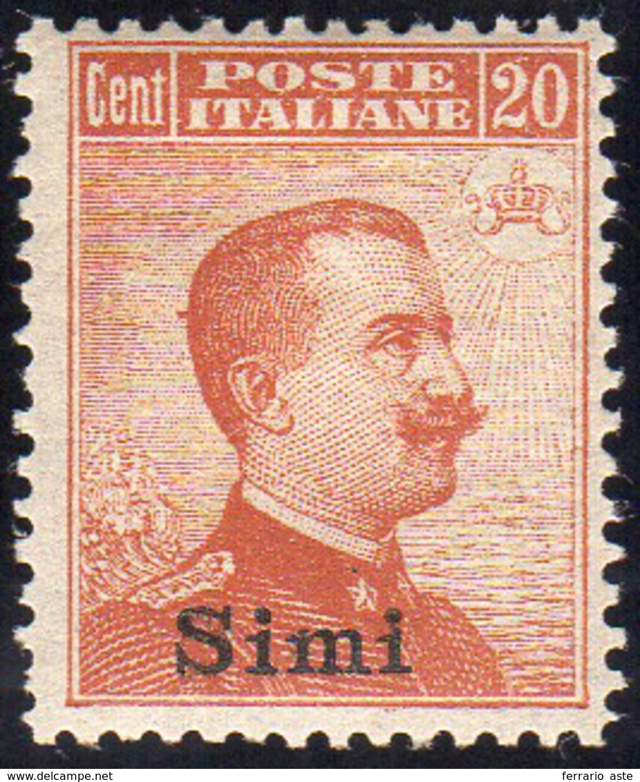 SIMI 1917 - 20 Cent. Michetti, Senza Filigrana (9), Gomma Integra, Perfetto. G.Bolaffi.... - Ägäis