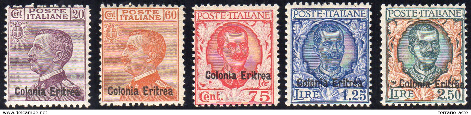 1928/29 - Soprastampati (123/127), Gomma Integra, Perfetti. A.Diena Per Il 60 Cent.... - Eritrea