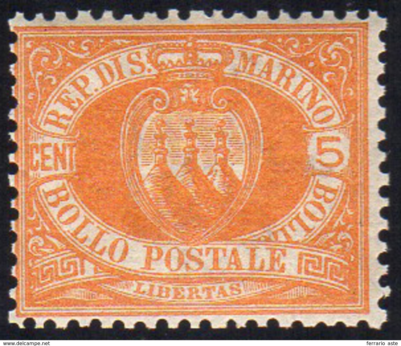 1890 - 5 Cent. Stemma (2), Discreta Centratura, Gomma Integra, Perfetto. G.Bolaffi.... - Sonstige & Ohne Zuordnung