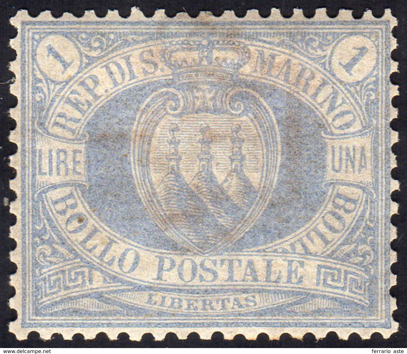 1894 - 1 Lira Oltremare Stemma, Centratura Eccezionale (31), Gomma Originale, Perfetto. Splendido E ... - Other & Unclassified