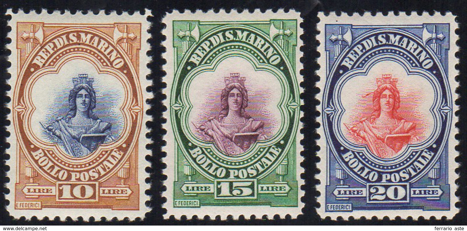 1929 - 10 Lire, 15 Lire E 20 Lire Vedute E Libertà (156/158), Gomma Integra, Perfetti. Belli. G.Bola... - Other & Unclassified
