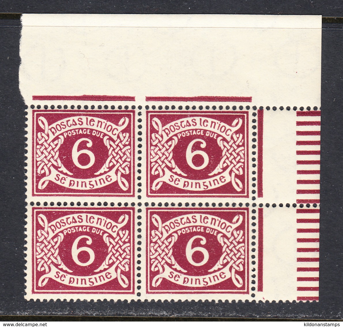 Ireland 1940 Postage Due, Mint No Hinge, Sideways Wmk, Corner Block, Sc#  ,SG D11a - Portomarken