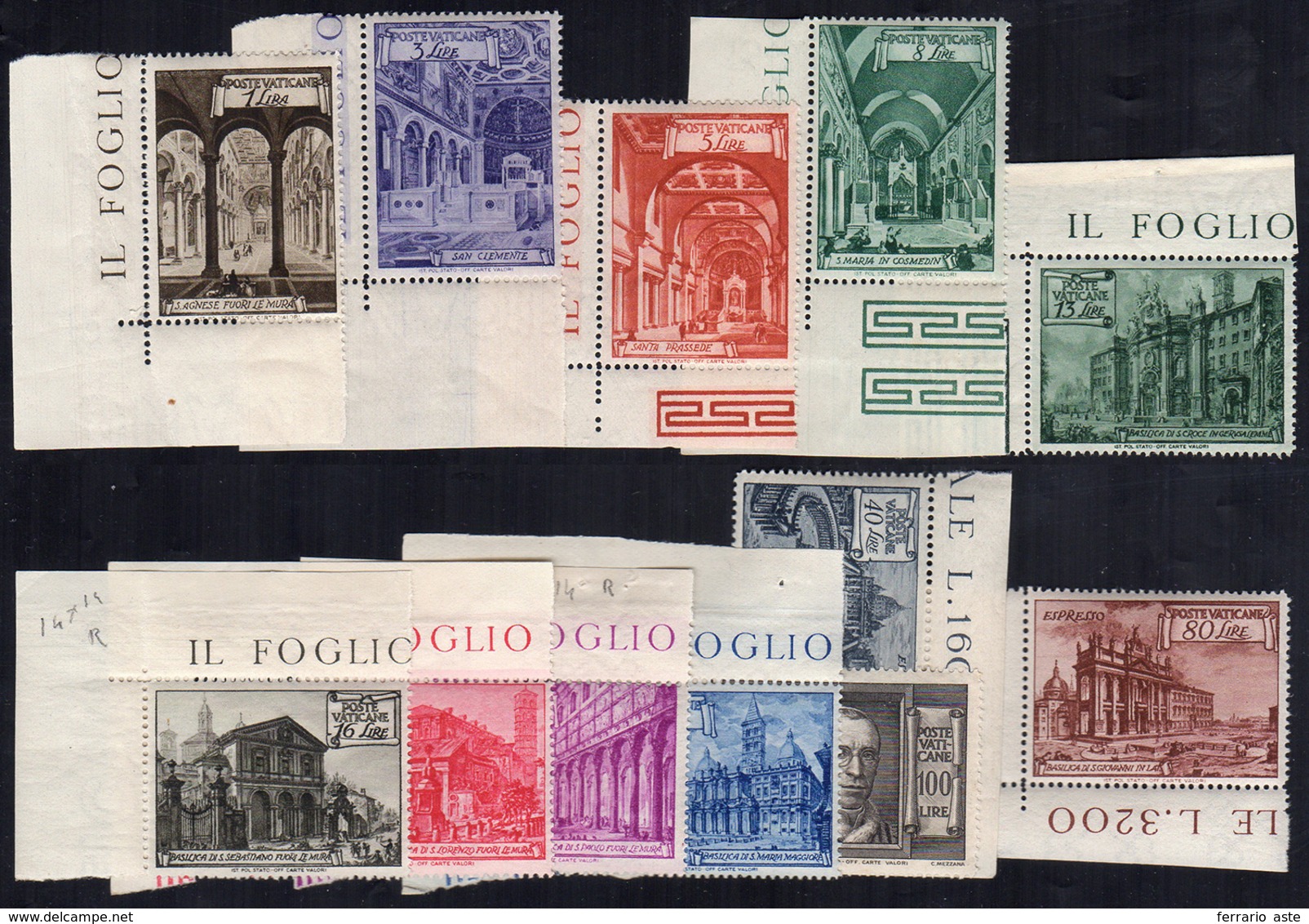 1949 - Basiliche (122/131+E), Bordo/angolo Di Foglio, Gomma Integra, Perfetti. Belli.... - Sonstige & Ohne Zuordnung