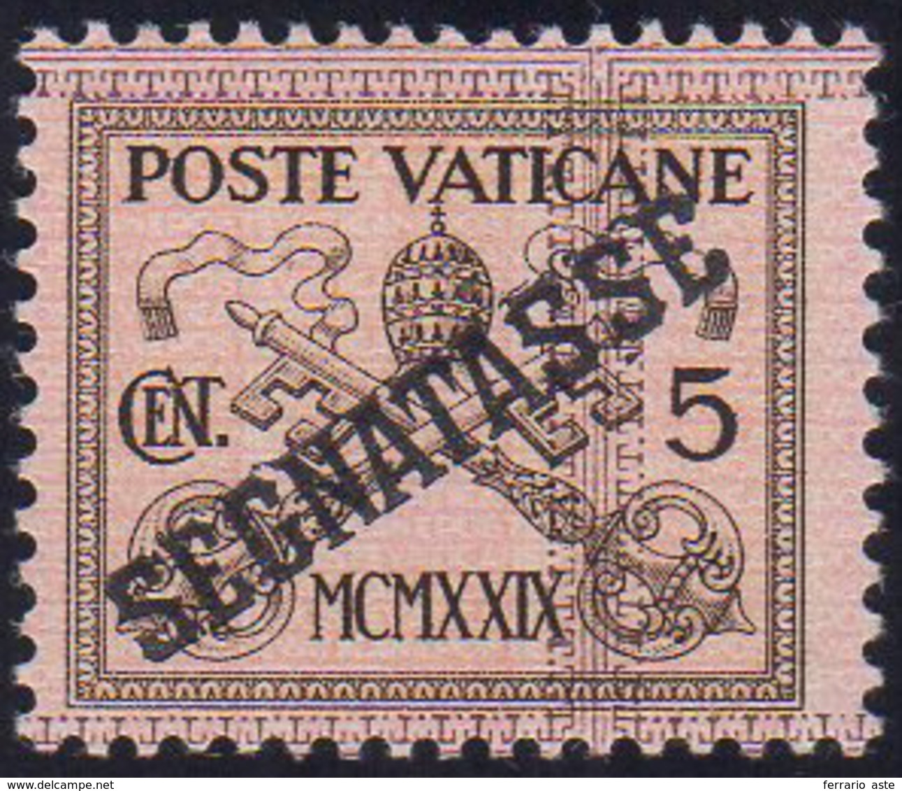 1931 - 5 Cent. Soprastampato, Stampa Del Riquadro Fortemente Spostata (1ba), Gomma Integra, Perfetto... - Postage Due