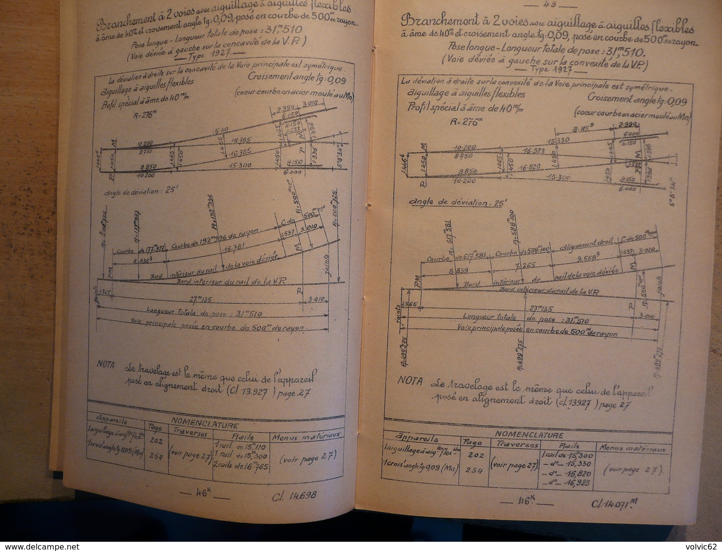 Appareils De Voie Croquis Plans De Pose Nomenclatures Des Pieces 1936 SNCF Train Cheminot - Chemin De Fer & Tramway