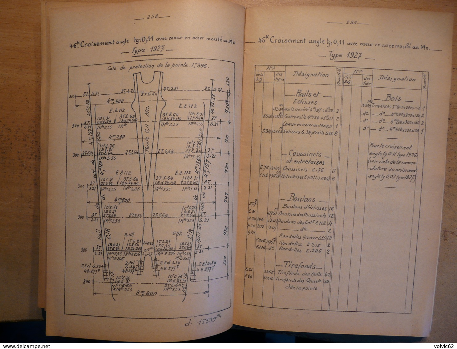 Appareils De Voie Croquis Plans De Pose Nomenclatures Des Pieces 1936 SNCF Train Cheminot - Chemin De Fer & Tramway