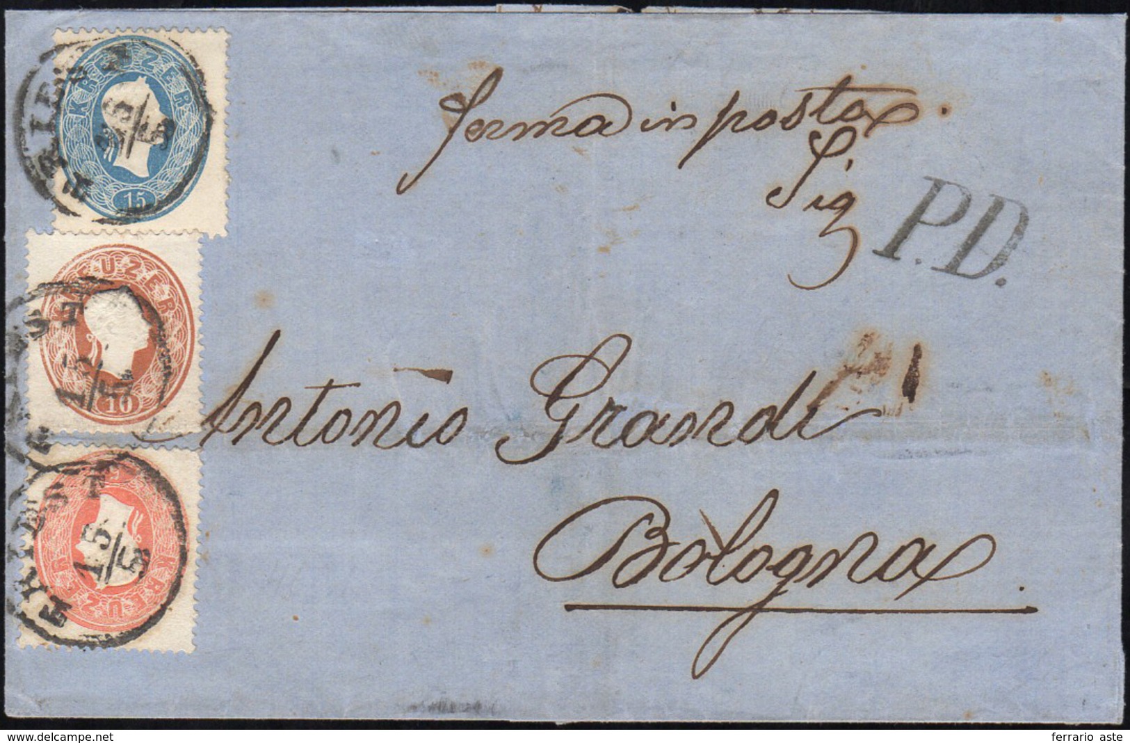 AUSTRIA 1862 - 5 Kr. Vermiglio, 10 Kr. Bruno, 15 Kr. Azzurro (19/21), Alcune Piccole Riparazioni, Su... - Sonstige - Europa