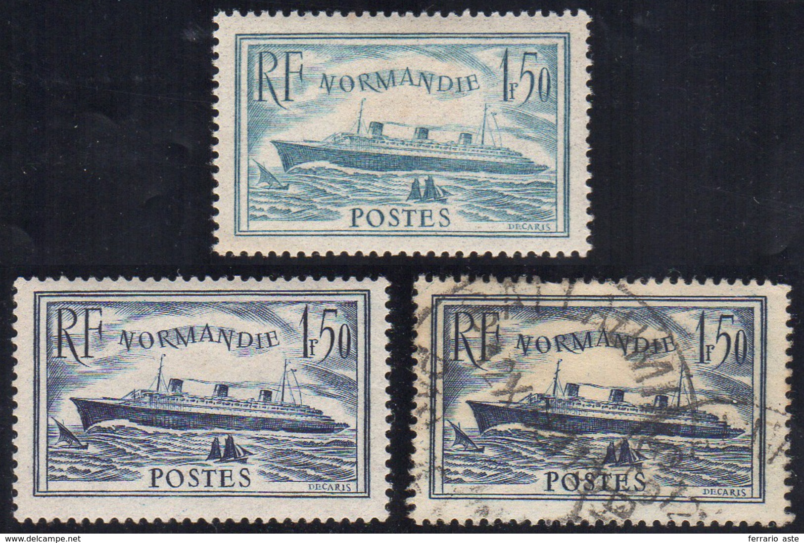 FRANCIA 1935 - 1,50 Fr. Normandie (300a), Gomma Originale, Leggere Ossidazioni Al Verso. Molto Raro!... - Europe (Other)