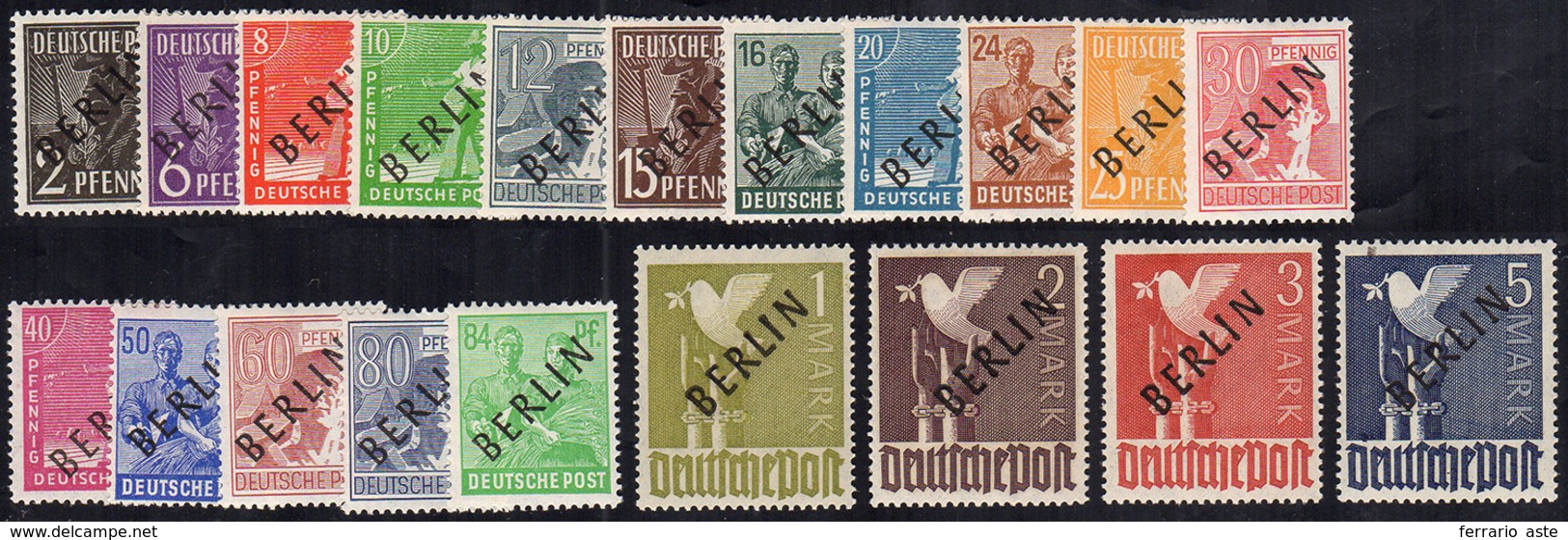 GERMANIA BERLINO 1949 - Soprastampati BERLIN In Nero (1/A-20/A), Gomma Integra, Perfetti. Cert. Caff... - Sonstige - Europa