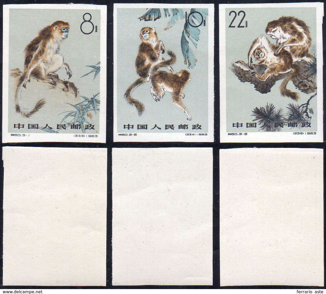 1963 - Monkeys, Complete Imperforated Set Of 3 (M.741/743B), Original Gum, MNH, Perfect Conditions.... - Sonstige & Ohne Zuordnung