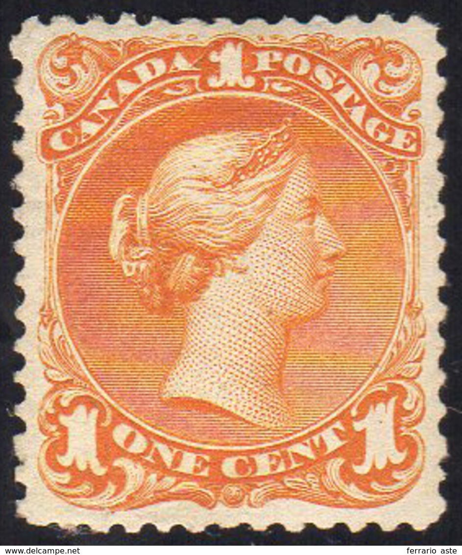 CANADA 1868 - 1 Cent. Arancio Regina Vittoria (19a), Gomma Originale, Perfetto.... - Sonstige & Ohne Zuordnung