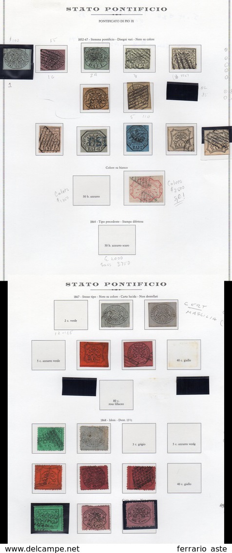 STATO PONTIFICIO 1852/1868 - Inizio Di Collezione Del Periodo In Fogli D'album Marini, Con Buone Pre... - Other & Unclassified