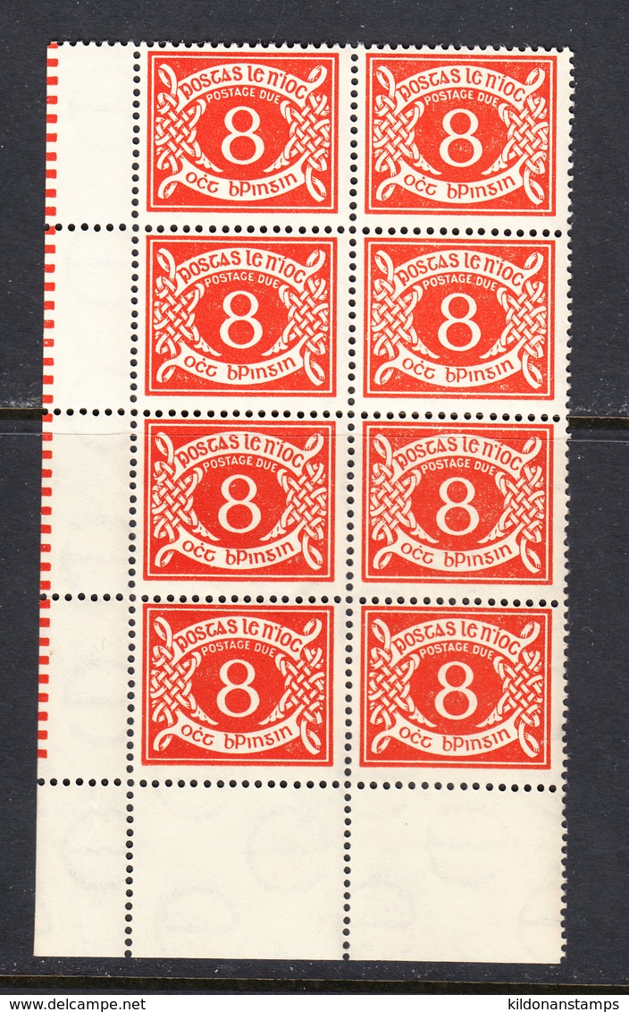 Ireland 1940 Postage Due, Mint No Hinge, Corner Block Of 8, Sc#  ,SG D12 - Portomarken