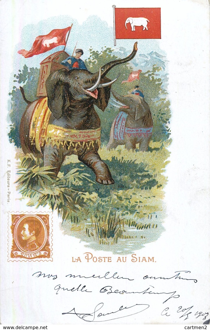LA POSTE AU SIAM THAÏLANDE ELEPHANT FACTEUR POSTIER STAMP POST OFFICE 1900 - Thailand