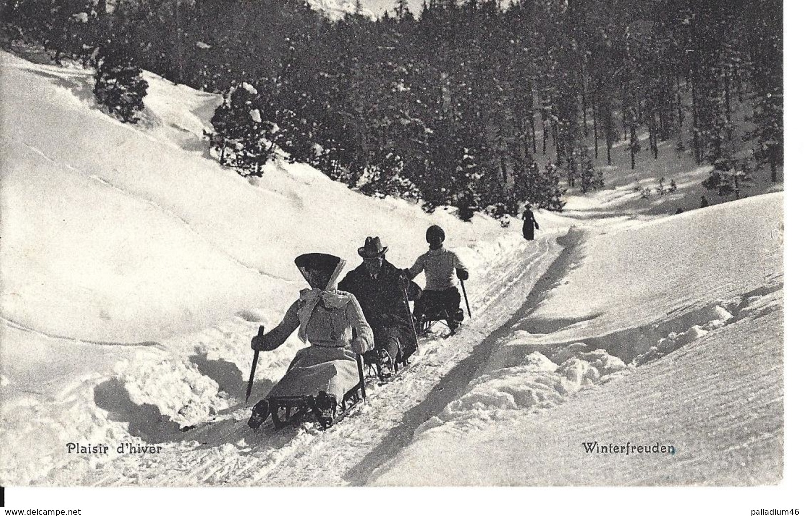 PLAISIR D'HIVER WINTERFREUDEN - Rodeln Schlitten -  LUGES - R. F. B. No 2809 - Voyagé Le 22.02.1909 De St. Blaise Vers D - Saint-Blaise