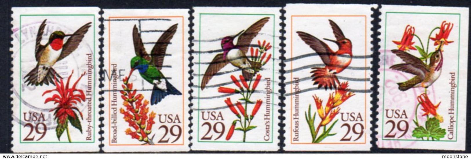 USA 1992 Hummingbirds Set Of 5, Used, SG 2672/6 - Usati