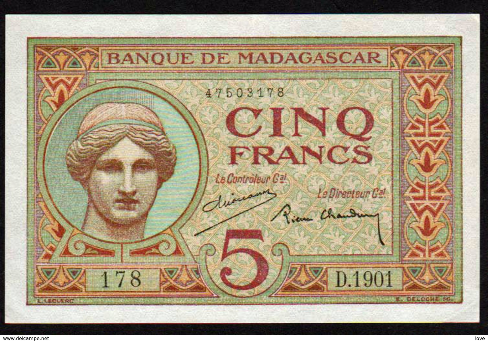 MADAGASCAR: 5F. N° 35 Tête De Femme. Date 1937 - Madagascar