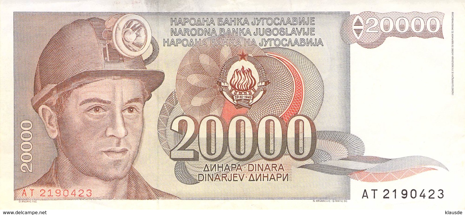 20.000 Dinar Banknote Jugoslawien 19?? - Jugoslawien