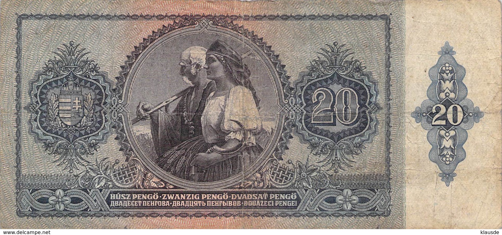 20 Pengo Banknote Ungarn 1941 - Ungarn