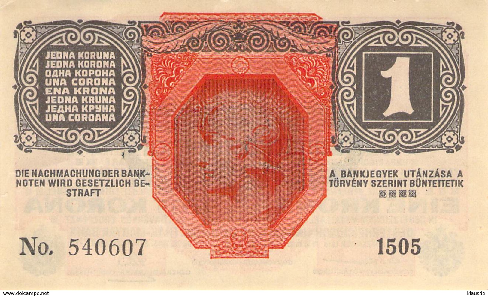 1 Kronen Banknote Deutsch-Österreich 1916 - Austria