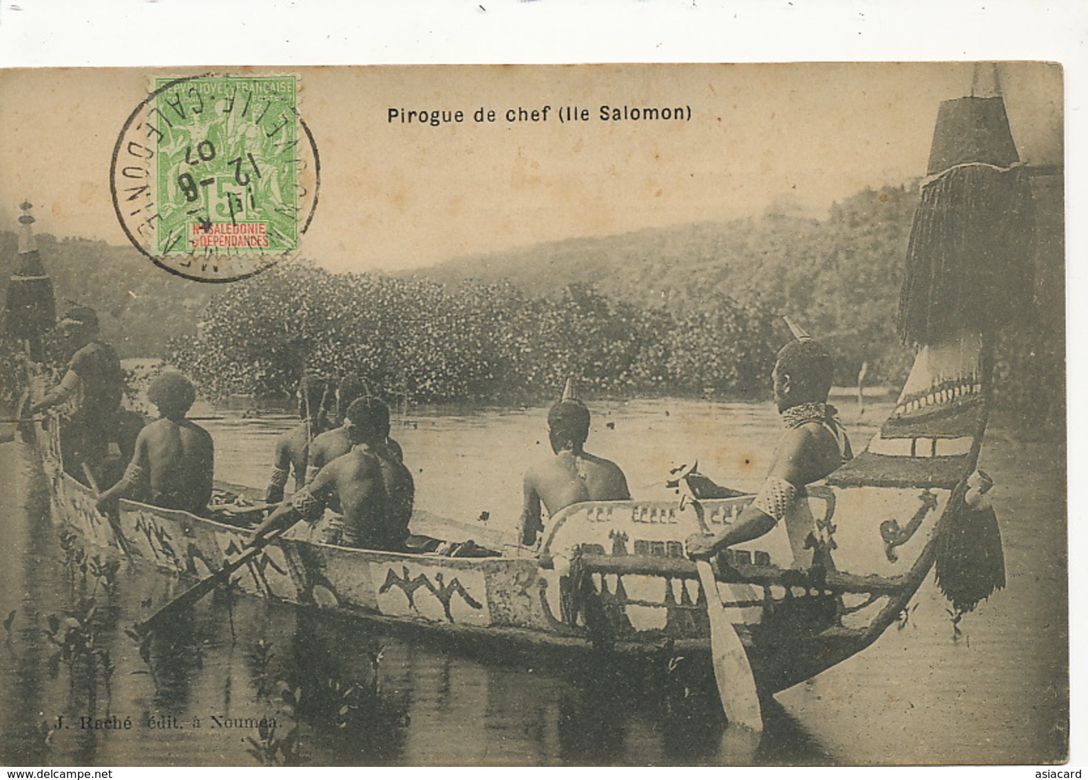 Iles Salomon Solomon Pirogue De Chef. P. Used From Noumea New Caledonia Edit Raché - Solomon Islands