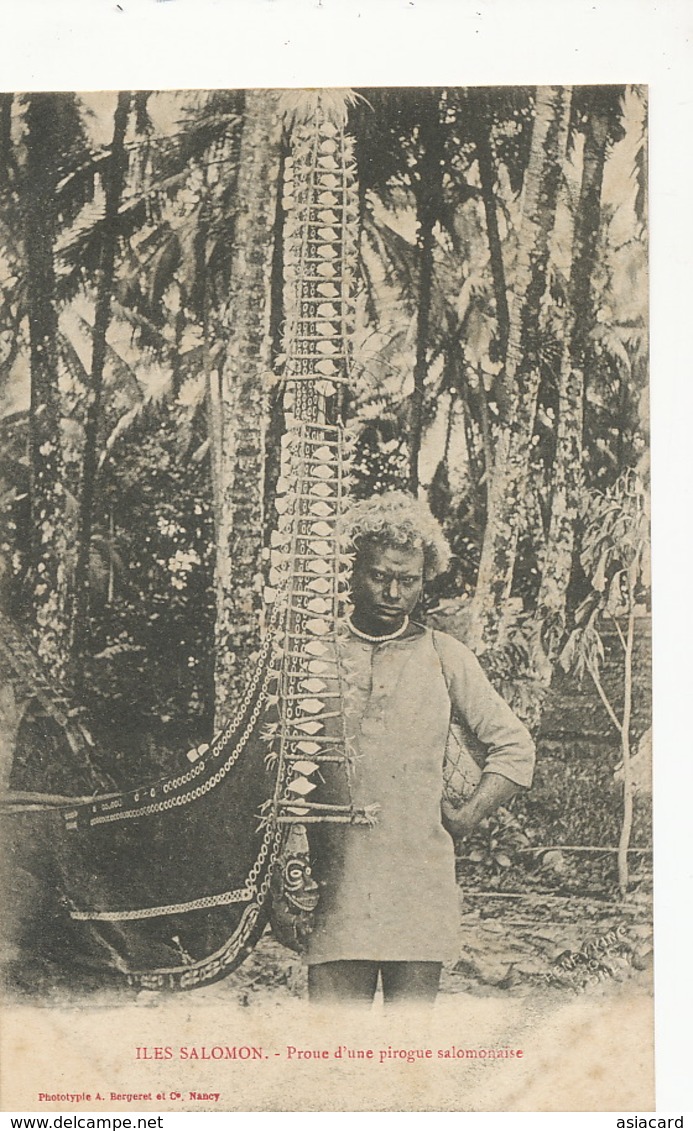 Iles Salomon Solomon  Proue D' Une Pirogue Salomonaise Edit Bergeret Nancy Undivided Back - Solomon Islands