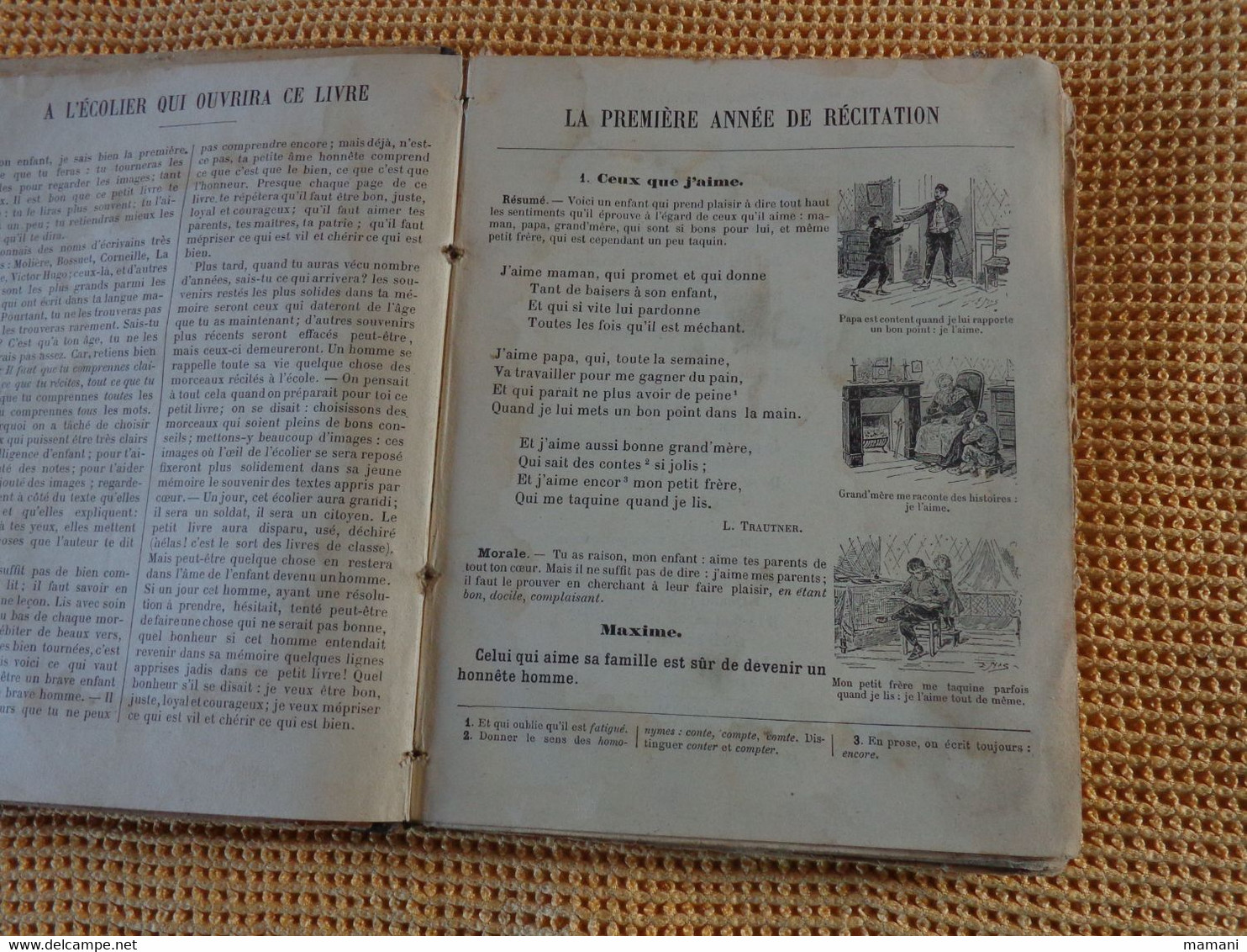 lot de 3 LA METHODE ROSE NOS AMIS LILI ET TOTO -la 1ere annee de recitation 1895 certificat d'etude