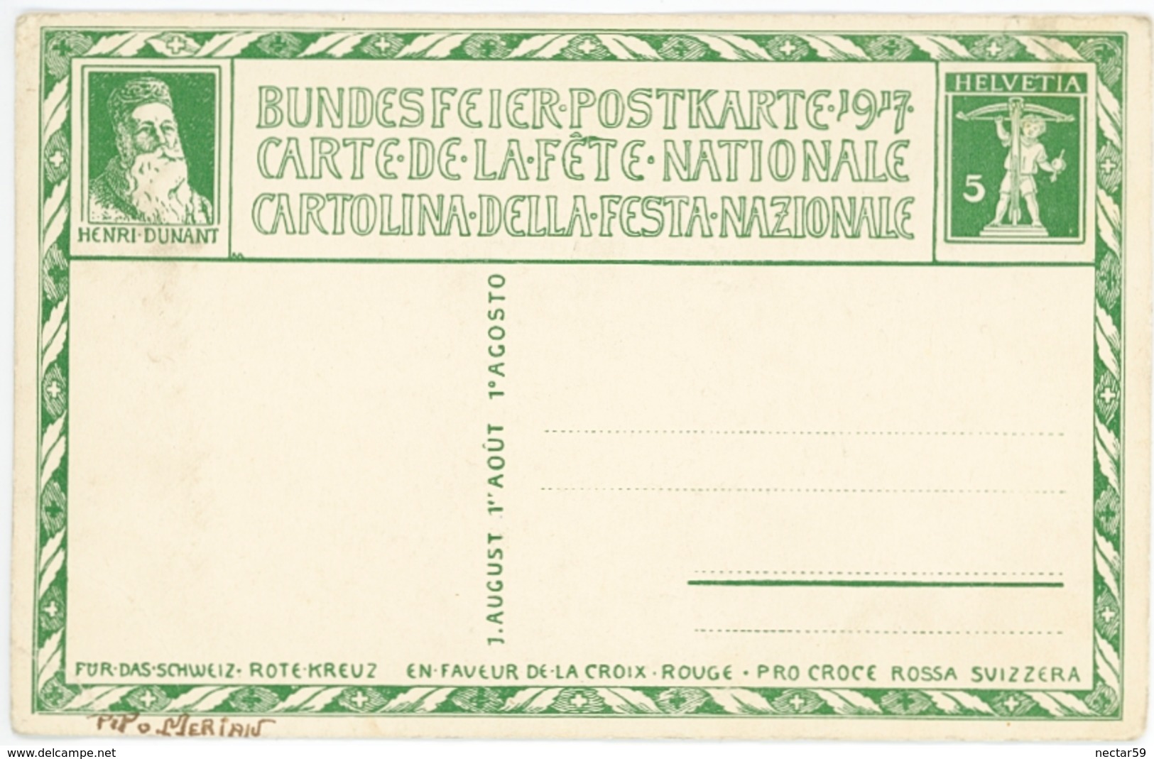 CPA Suisse Schweiz Bundesfeir Fete Nationale 1917, Fritz Boscovits, Croix Rouge, Red Cross, Charity - Bosco/Gurin