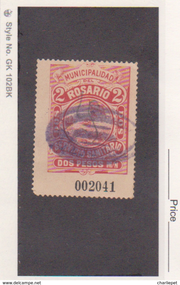 Rosario Argentina 1910 1P Carmine Hooker Prostitute Tax Stamp Used  Oval Sana Cancellation - Used Stamps