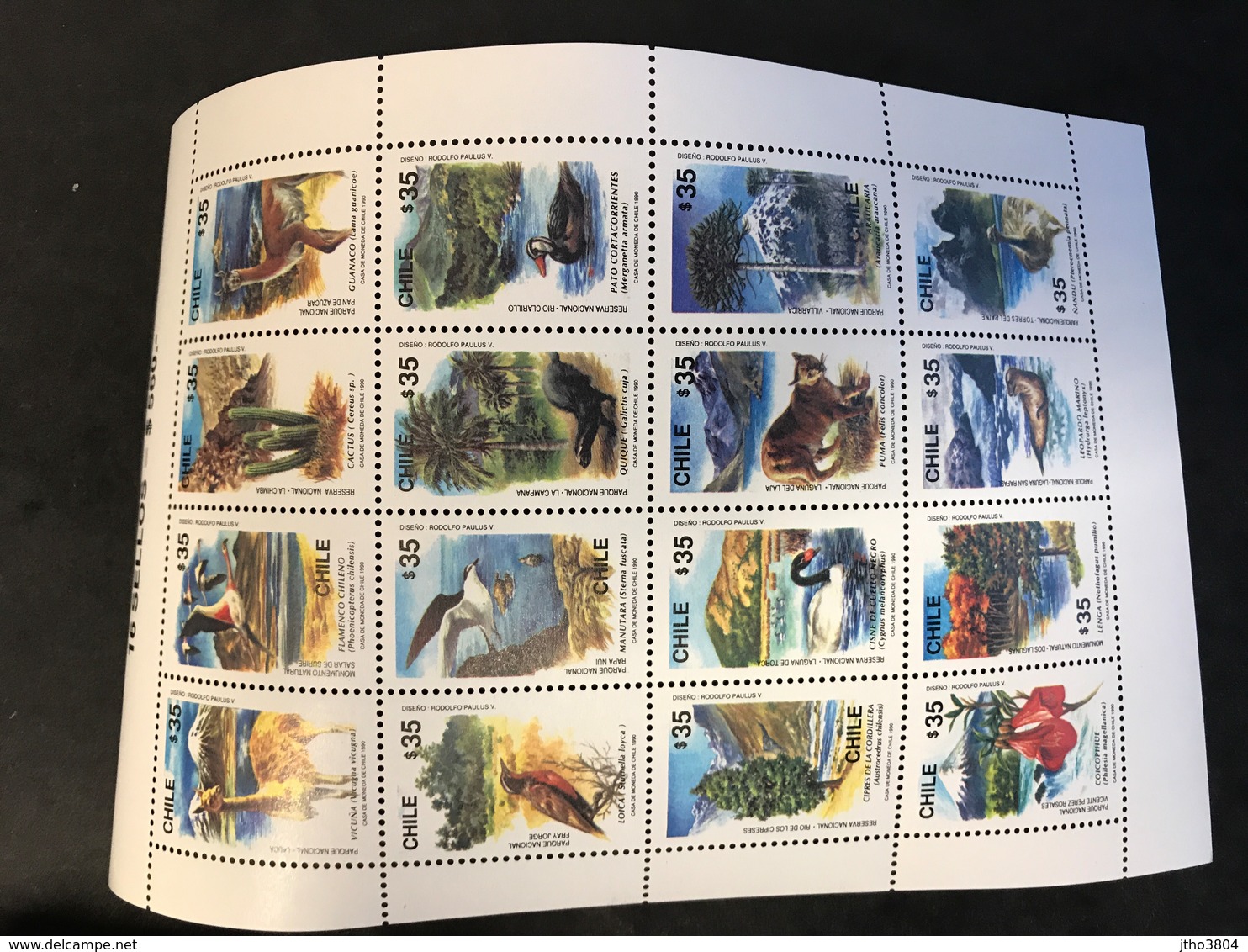 CHILI 1990 Bloc Neuf De 16 V MNH YT 935 / 940 Birds And Orvets- National Park Birds Of Chili - Autres & Non Classés