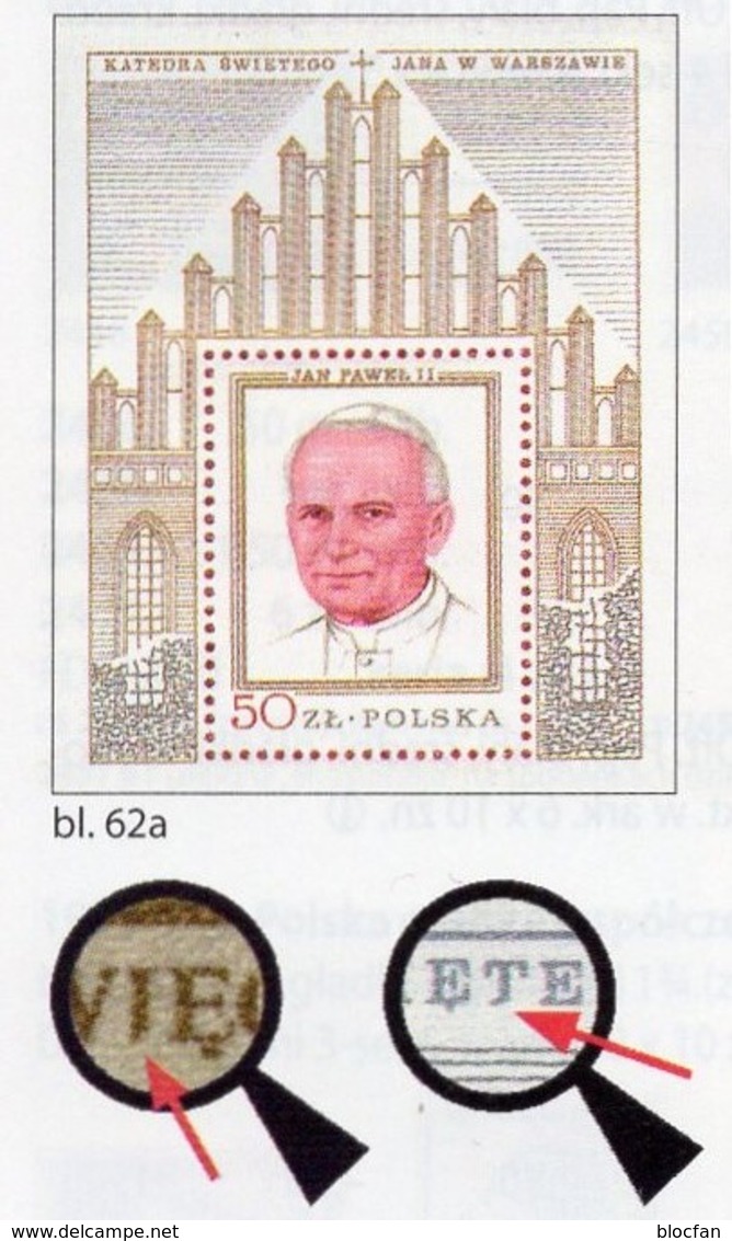 Papst 1979 Abart Pologne 2631,Blocks 75 **+Bl.75I FDC 22€ Pawel II.Krakow Error Hb Ss Blocs Cover Sheets Bf Polska - Variétés & Curiosités