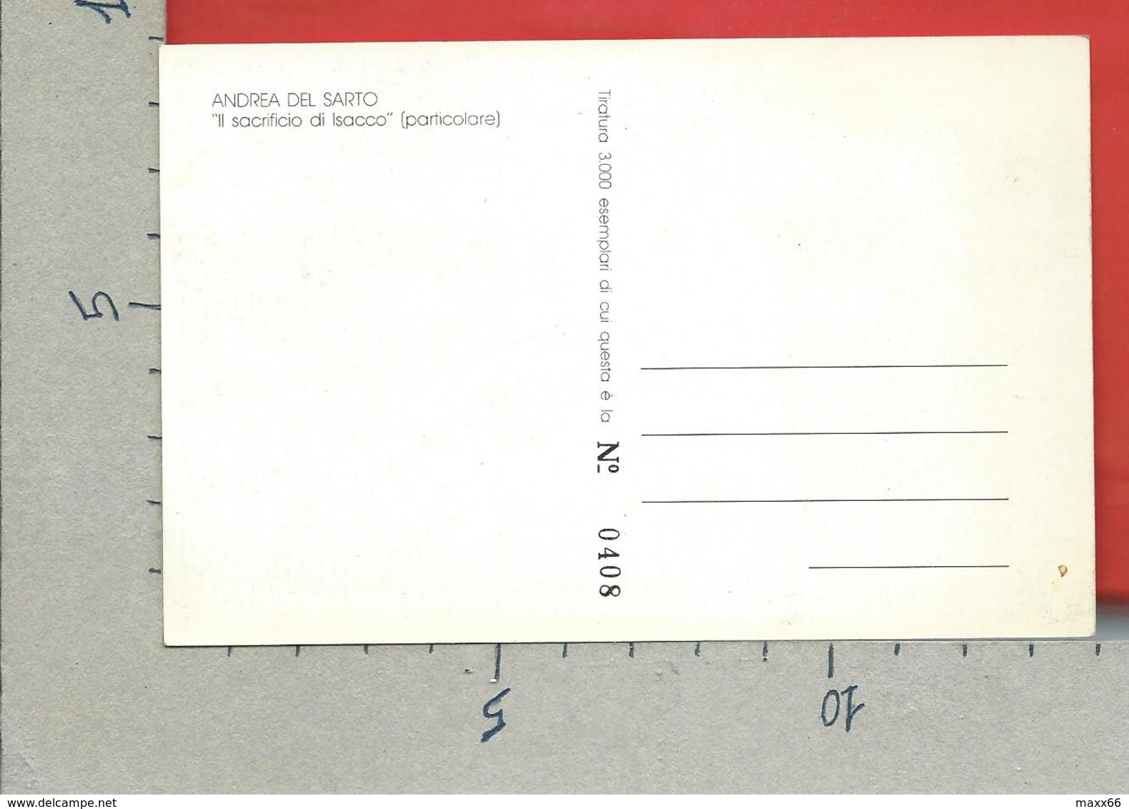 CARTOLINA NV ITALIA - FIRENZE Capitale Europea Cultura - Numerata 0408 - ANDREA DAL SARTO Sacrificio Di Isacco - 9 X 14 - Manifestazioni