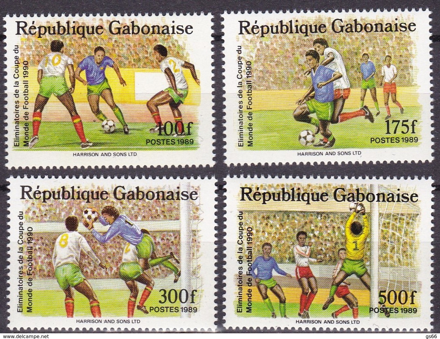 Gabon, 1989, 1045/48  , Fußball-Weltmeisterschaft 1990. MNH ** - Gabon (1960-...)