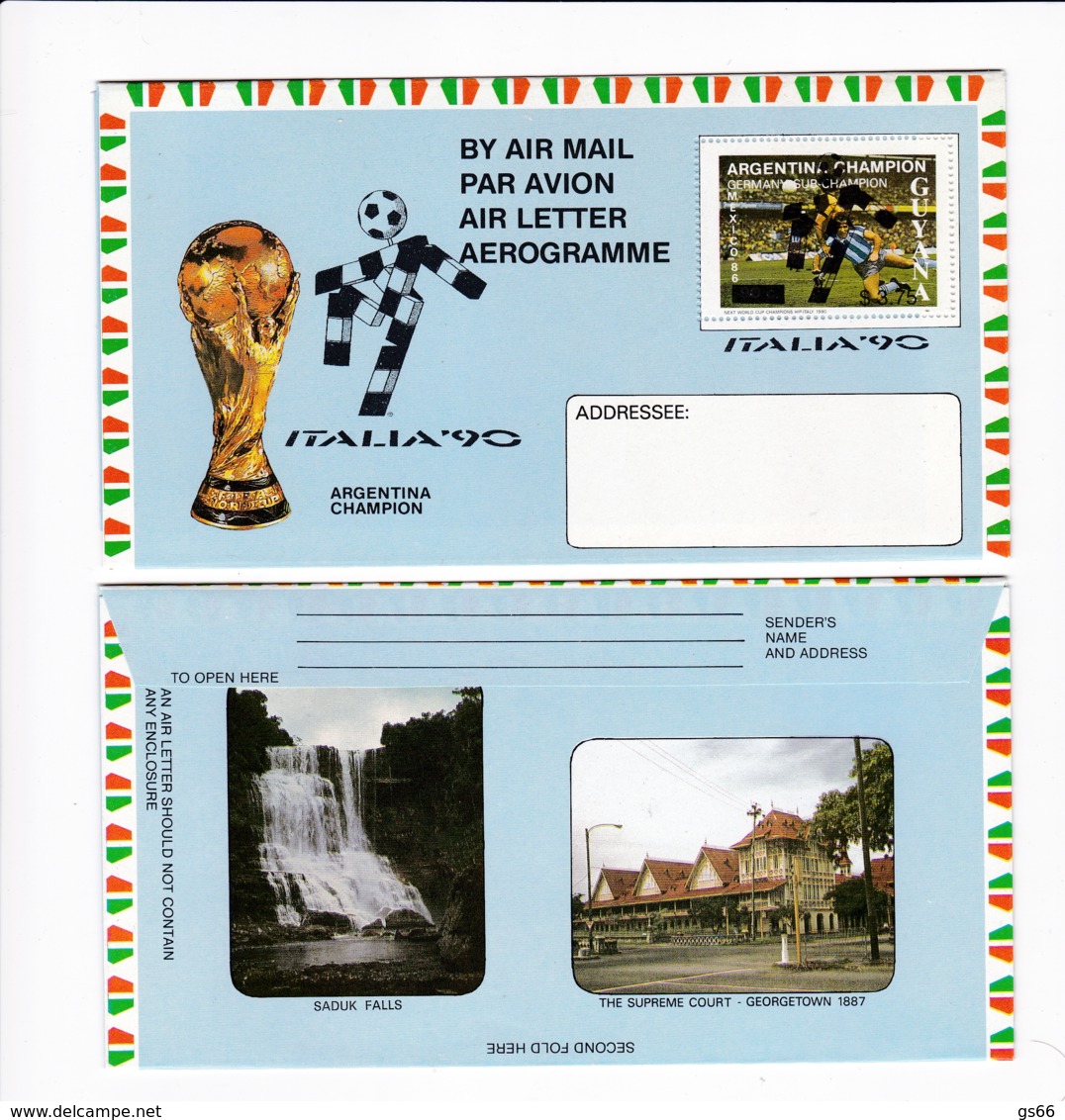 Argentinien, 1990, Aerogramme, Fußball-Weltmeisterschaft 1990, MNH ** - Lettres & Documents