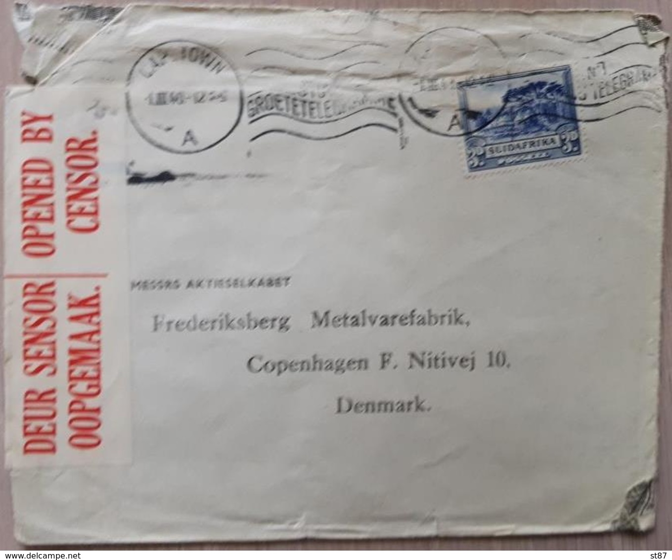 South Africa Capetown 1940 Denmark Censored - Other & Unclassified