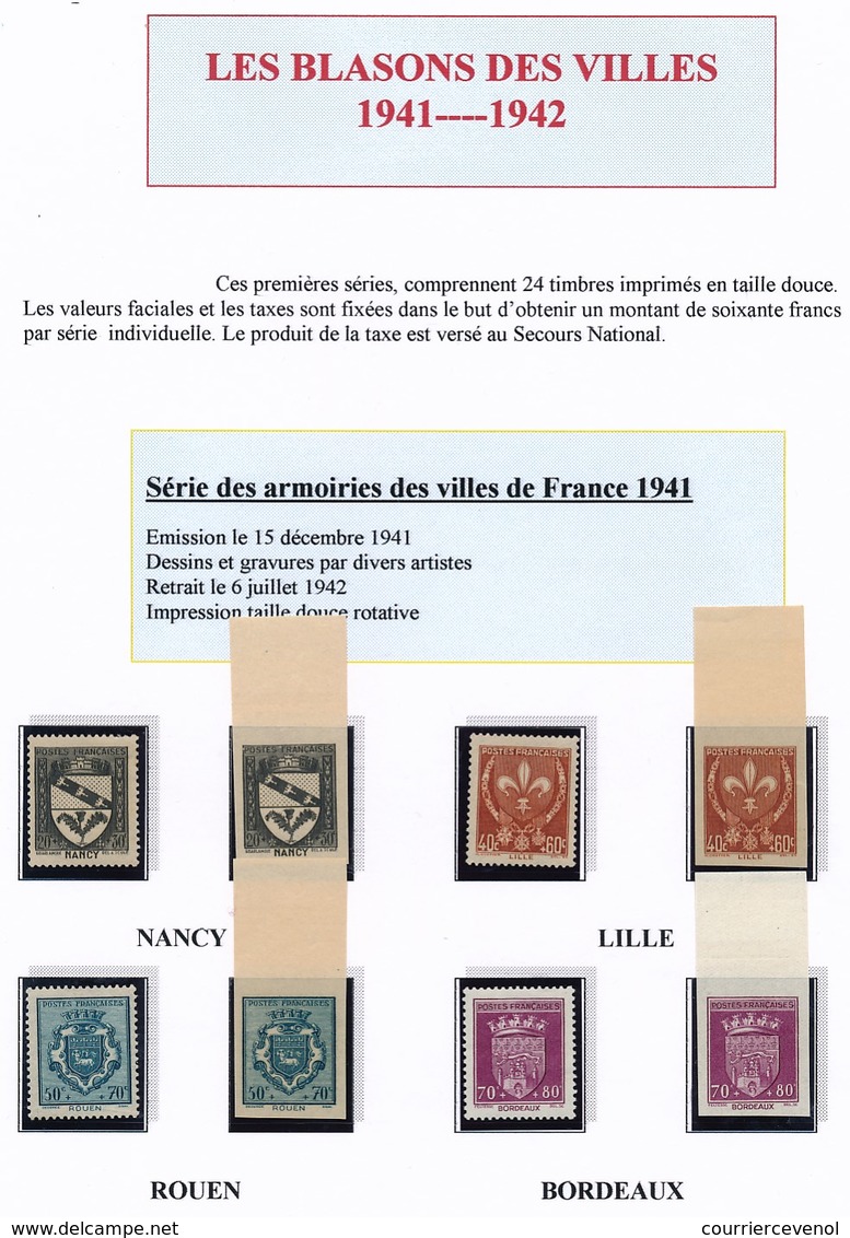 FRANCE - Armoiries De Villes (1ère Série) Dentelée Et NON DENTELÉE Bord De Feuille - Unused Stamps