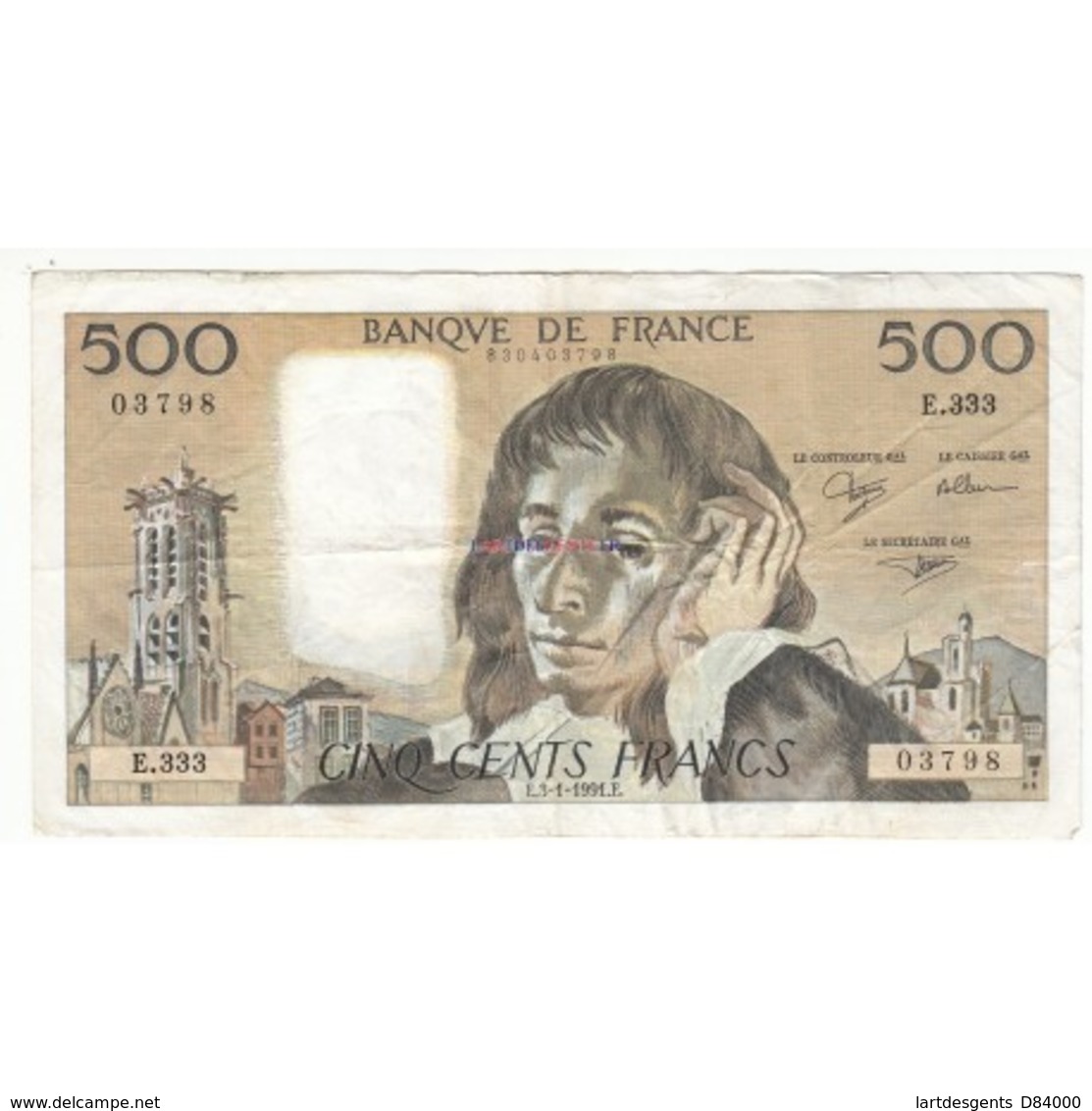 500 FRANCS PASCAL 03-01-1991 TTB Fayette 71.46 - 500 F 1968-1993 ''Pascal''