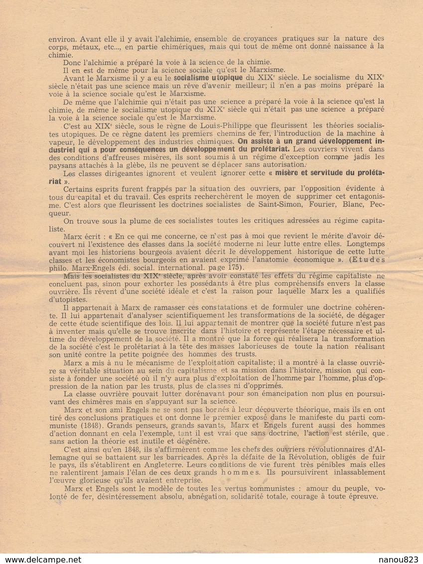 AVEYRON RODEZ HISTOIRE POLITIQUE SYNDICALISME PARTI COMMUNISTE FRANCAIS FFI TRACT PROPAGANDE MARXISME LENINISME - Documents Historiques