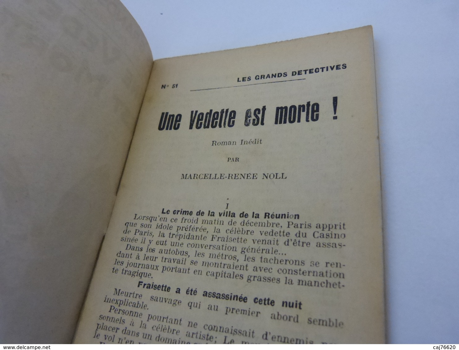 Une Vedette Est Morte , Marcelle-renée Noll, Romans Policiers Inédits(cai01) - Autres & Non Classés