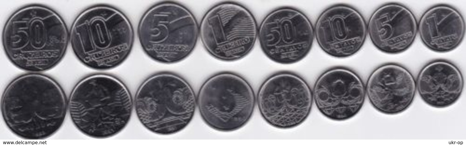 Brazil - 1 5 10 50 Centavos 1 5 10 50 Cruzeiros 1989 - 1992 UNC Set 8 Coins Ukr-OP - Brasilien