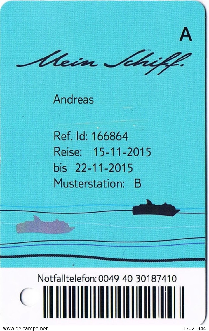 GERMANIA KEY CABIN  Mein Schiff      TUI CRUISES     Shipping Company - Hotel Keycards