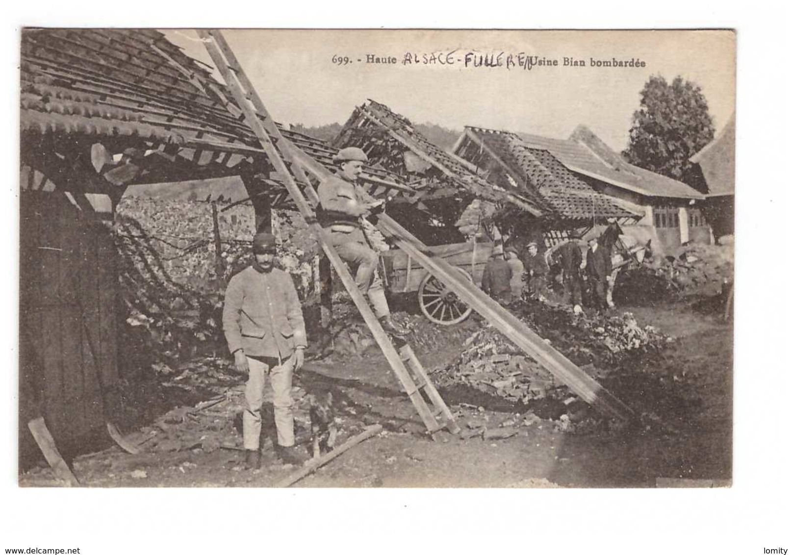 Guerre 1914 1918 Haute Alsace Usine Bian Bombardée Fulleren Correspondance Militaire 1918 - Oorlog 1914-18