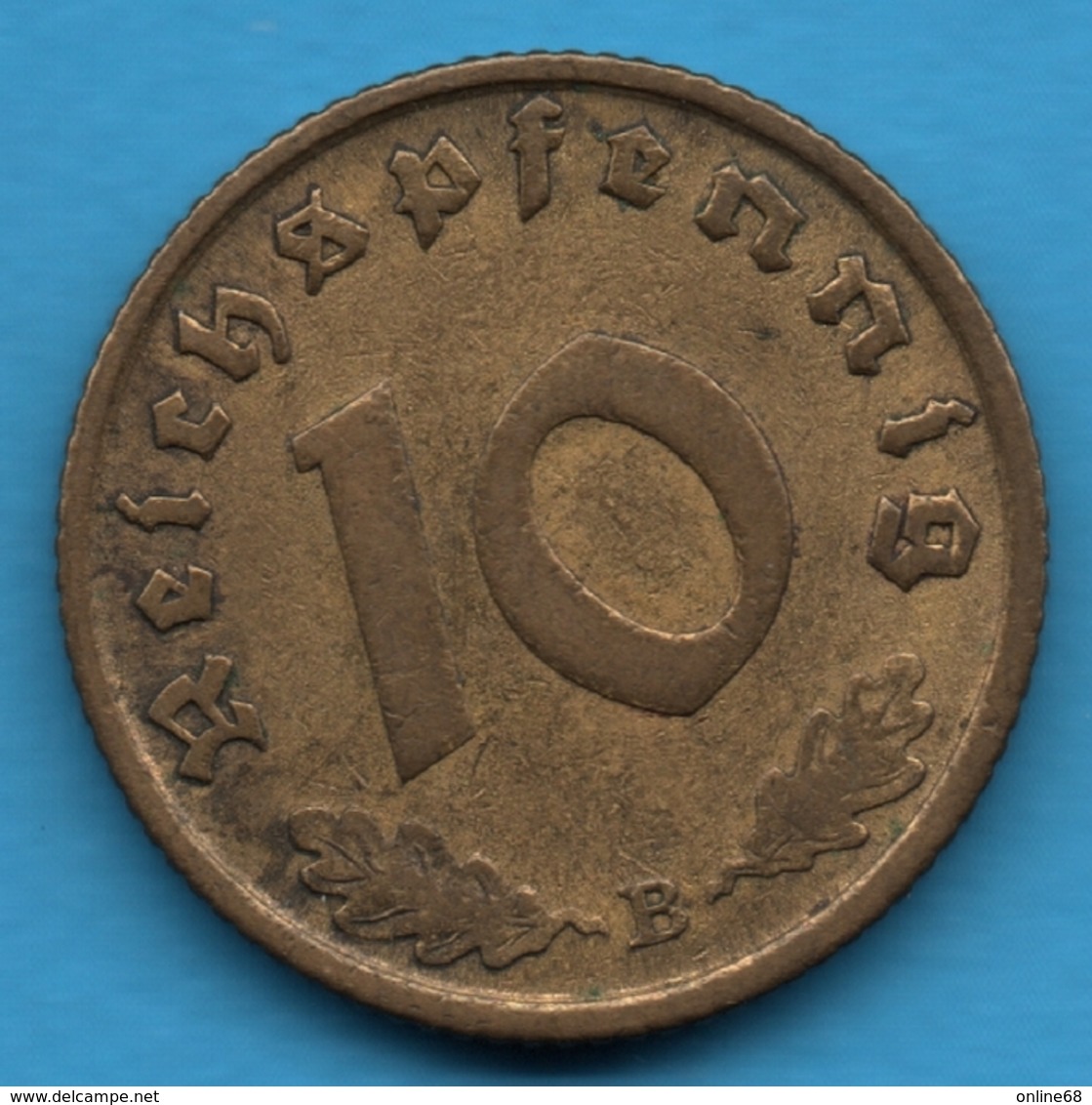 DEUTSCHES REICH 10 REICHSPFENNIG 1938 B KM# 91 (svastika) - 10 Reichspfennig