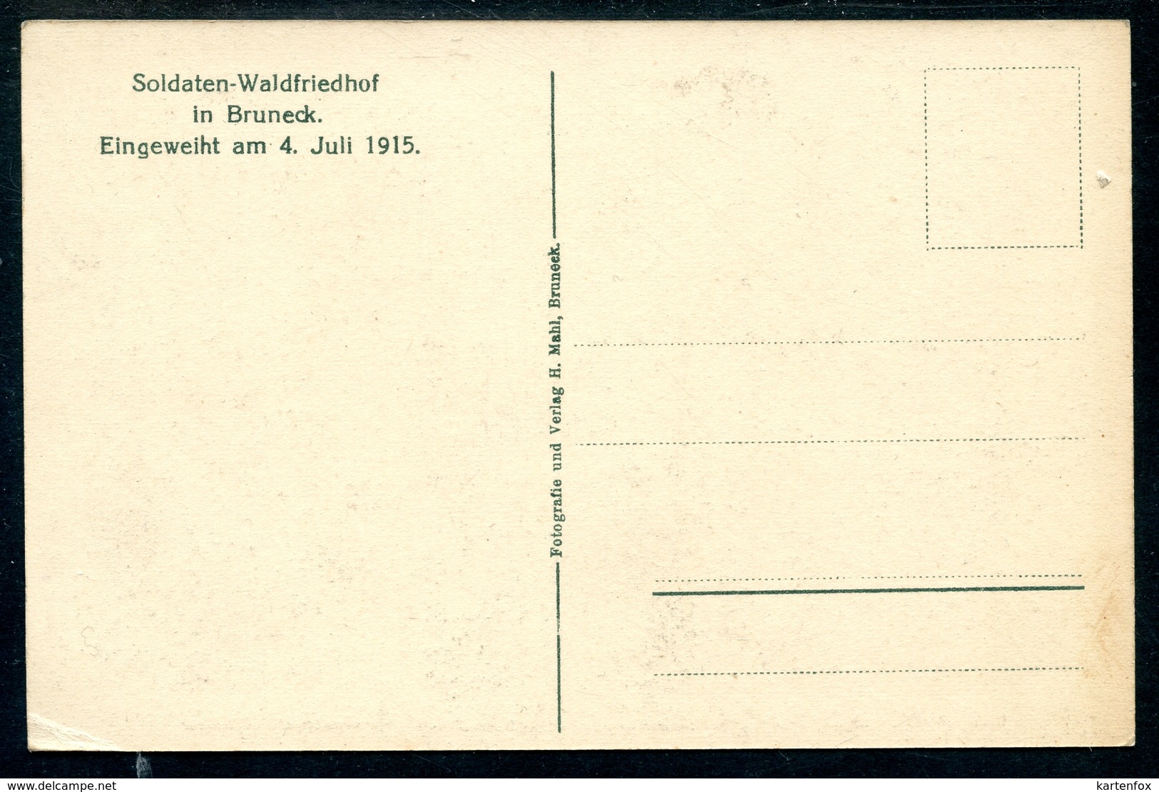 Bruneck, Brunico, Soldaten-Waldfriedhof, Friedhof, Eingeweiht 4.Juli 1915, Verlag Mahl - Bolzano (Bozen)