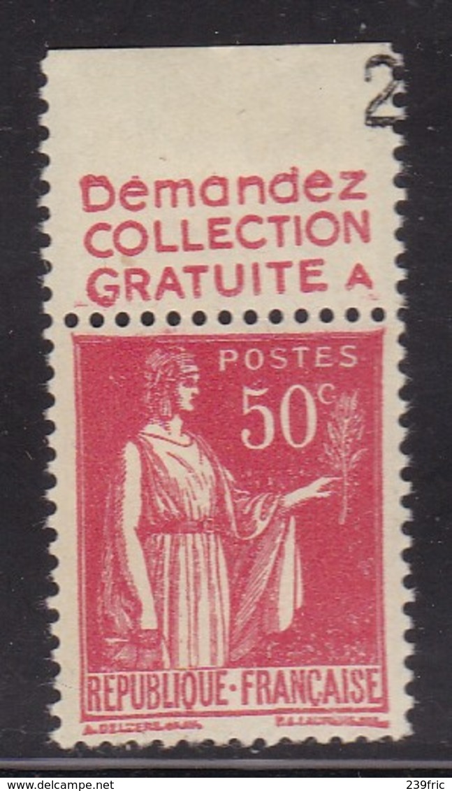 PUBLICITE: TYPE PAIX 50C ROUGE RISBAN-collection ACCP 929 NEUF* - Other & Unclassified