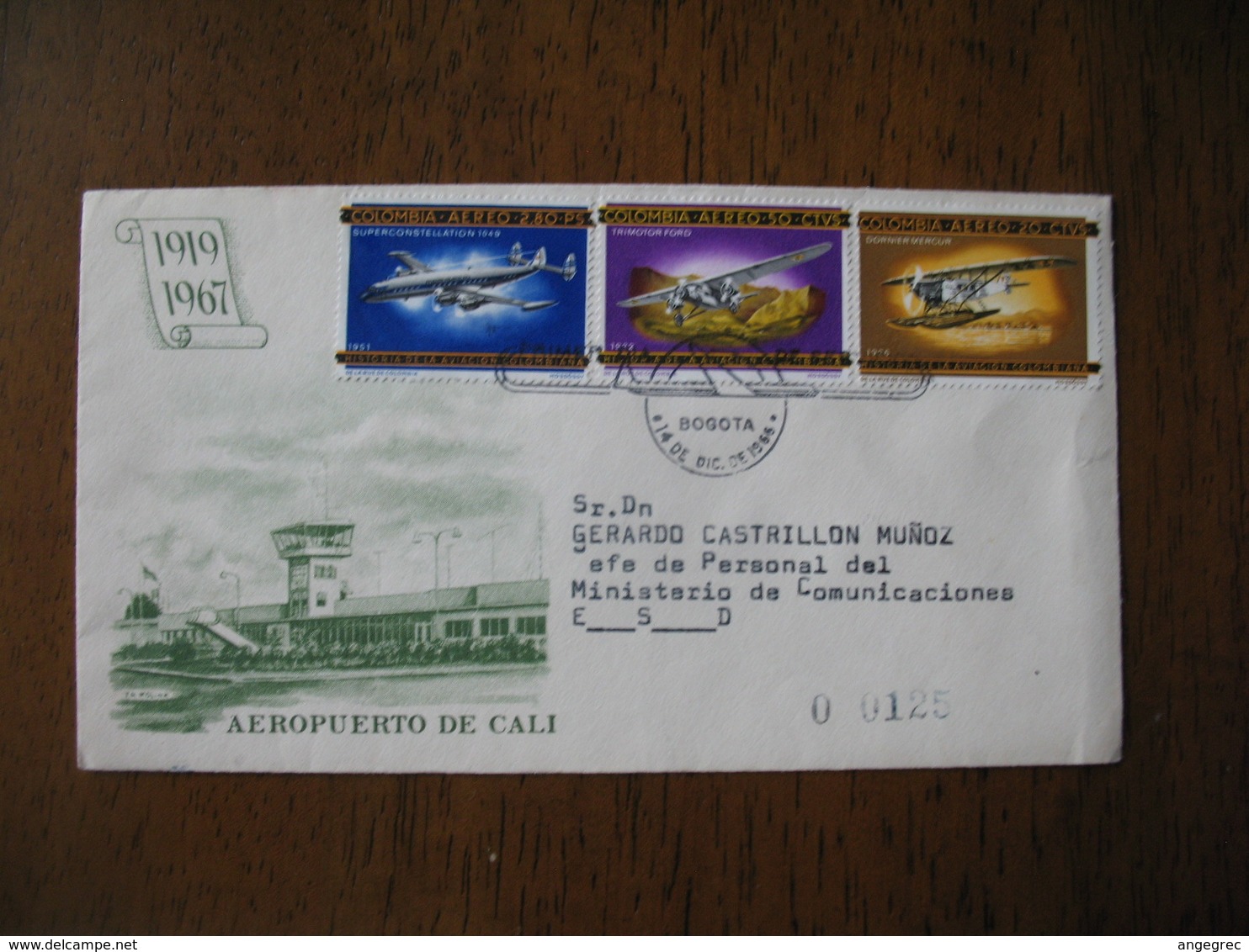 Aéropuerto  De Cali  Colombia - Colombie   Bogota  Poste Aérienne  1967 - Colombia