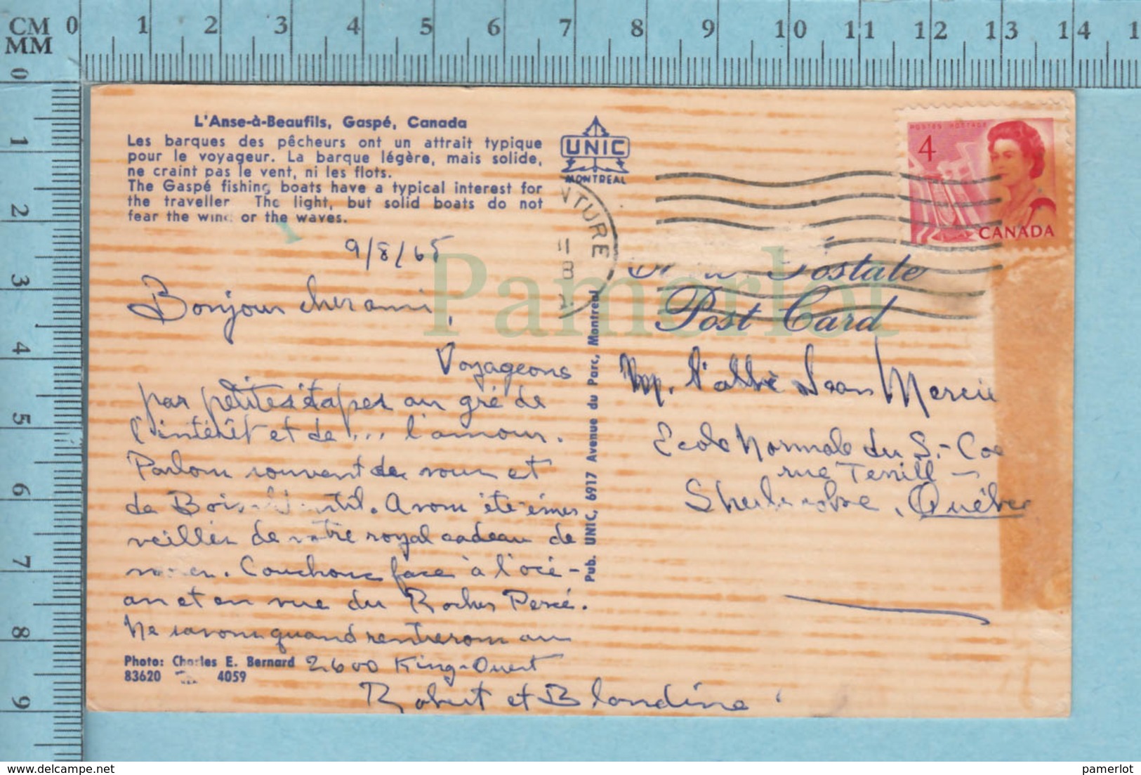 Perce Quebec - L'Anse à Beaufils, Le Berceau Des Pêcheurs - A Servit En 1965 + Timbre CND -post Card Carte Postale - Percé